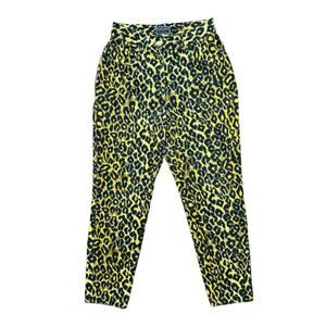 VTG GIANNI VERSACE Leopard Print Tapered Leg High Rise Jeans 80s 90s ITALY SZ 6